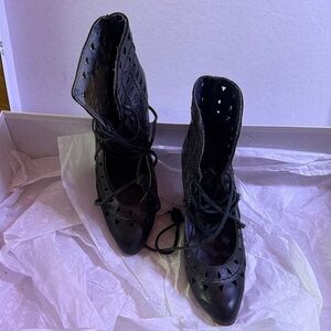 Freebird by Steven Black Lace-Up Boots with Perforated Design